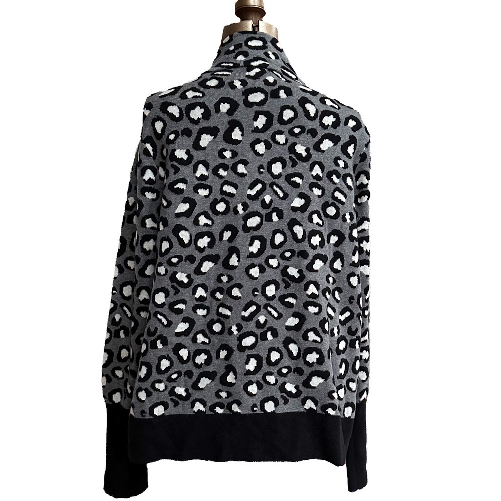 Rachel Zoe Leopard Zip-up Cardigan Sweater Mock Neck - Picture 6 of 9